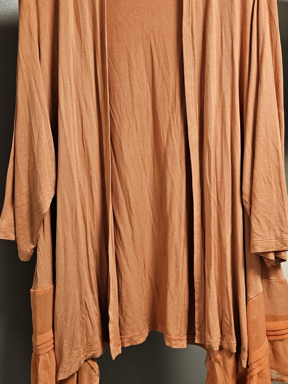Open-Front Cape Cardigan in Burnt Orange. Fall, Pumpkin Patch, Boho
